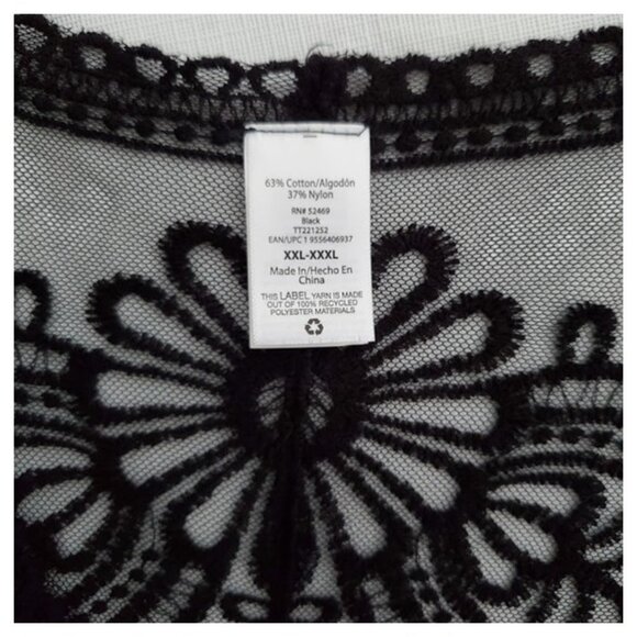 Black Boho Sheer Embroidered Lace Ruana Duster Kimono Cover-Up Size XXL-XXXL - Picture 7 of 8